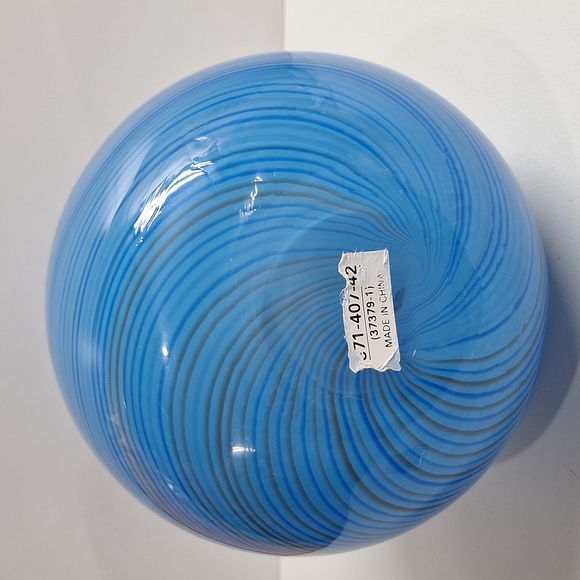 #AAN Brilliant Blue Pin Striped  swirl Glass Vase - Vintage Mid-Century - Picture 4 of 5